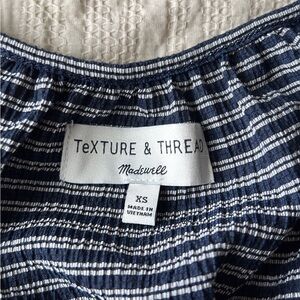 Madewell Navy and White Textured Top